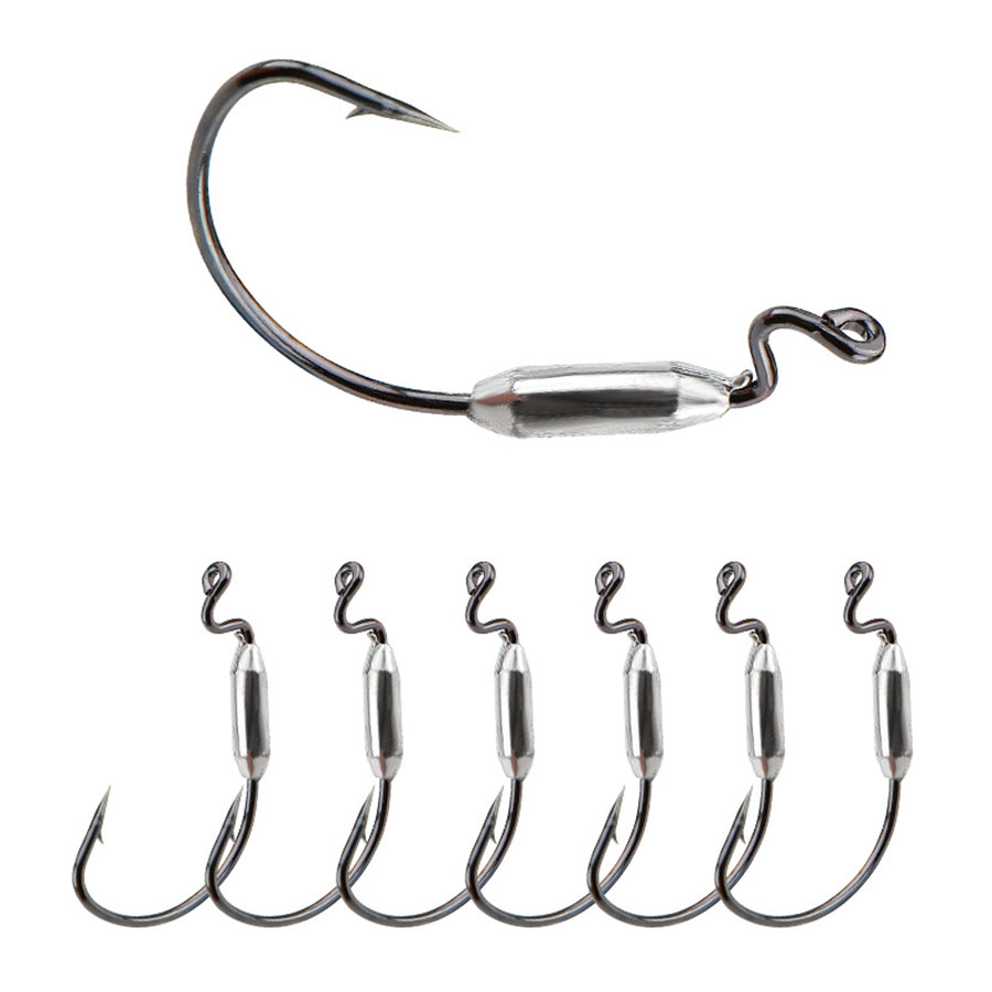 Fishing Hook Offset - 5pcs isca de minhoca macia 1/0