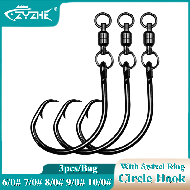Fishing Hook Barbless - ZYZHE 3/6/9pcs Anzóis Circulares com Anel