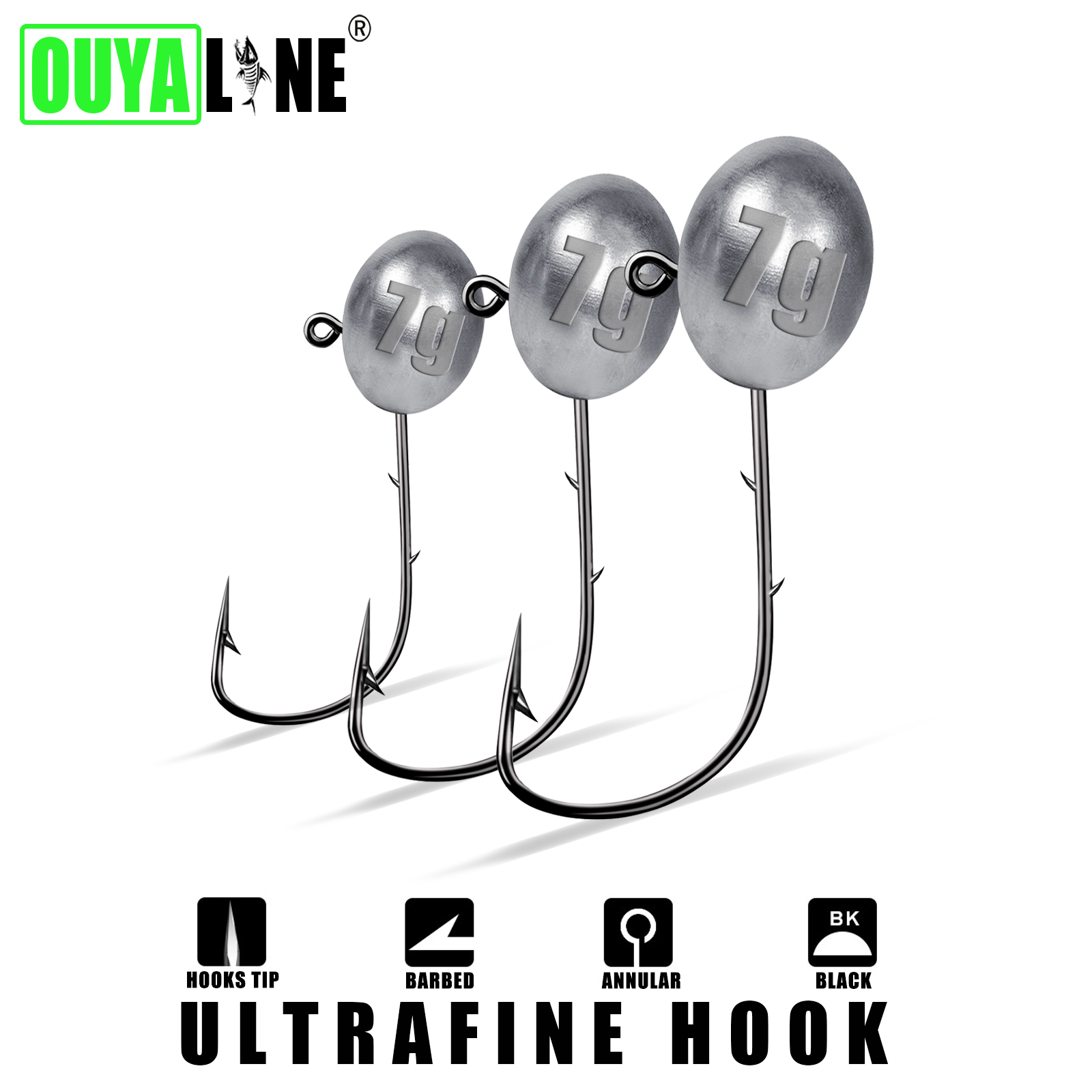 Fishing Hook Offset - Cabeça de gabarito gancho 1x rockfish