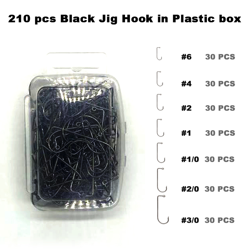 Fishing Hook Jig - Adygil diy pesca 210 pçs preto