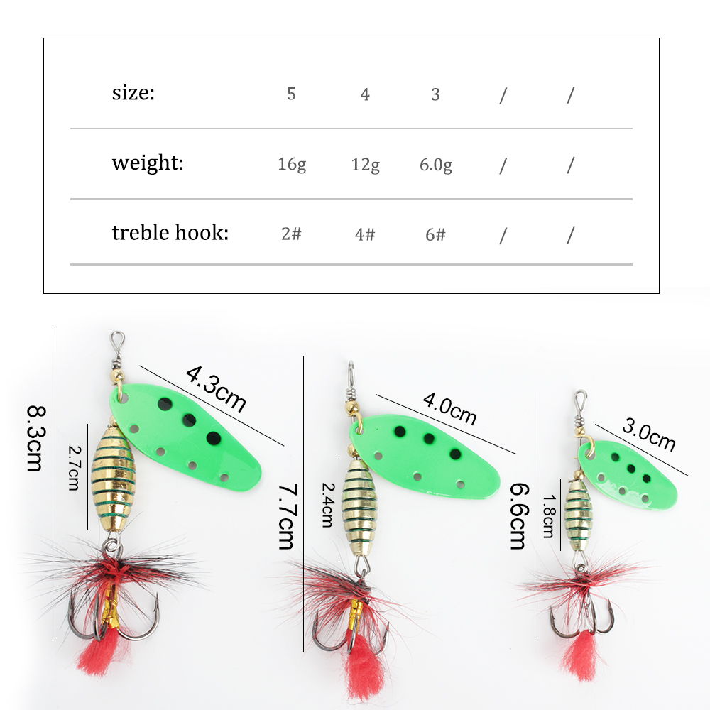 Ftk 6g 12g 16g metal spinner i - Fishing Hook Treble avaliação e preço
