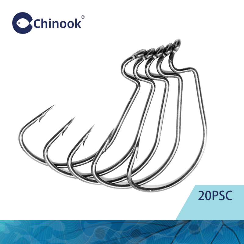 Chinook 20 pçs worm largo texa - Fishing Hook Barbless avaliação e preço
